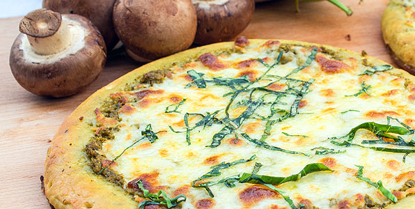 Kyle’s Classic Pesto and Mozarella Pizza Recipe Image